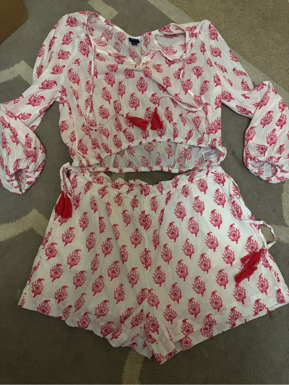 Roller Rabbit White and Pink Floral Two-Piece Set